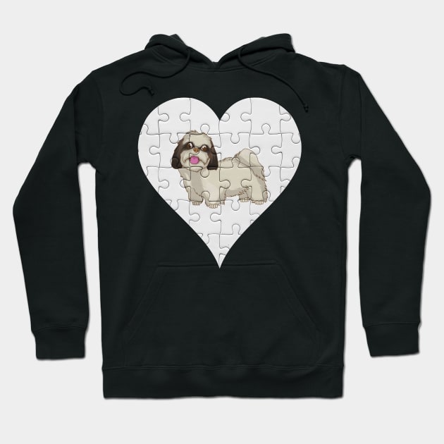 Shih Tzu Heart Jigsaw Pieces Design - Gift for Shih Tzu Lovers Hoodie by HarrietsDogGifts